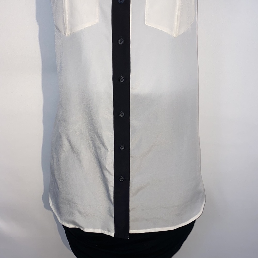 J. Crew sleeveless oversized button down blouse in white with black trim size 6 - Picture 5 of 11